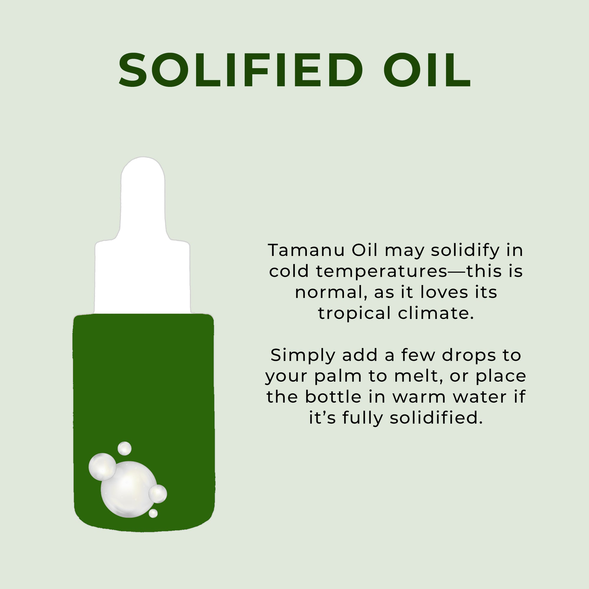 Tamanu oil may solidify in cold temperature-this is normal, as it loves its tropical climate.