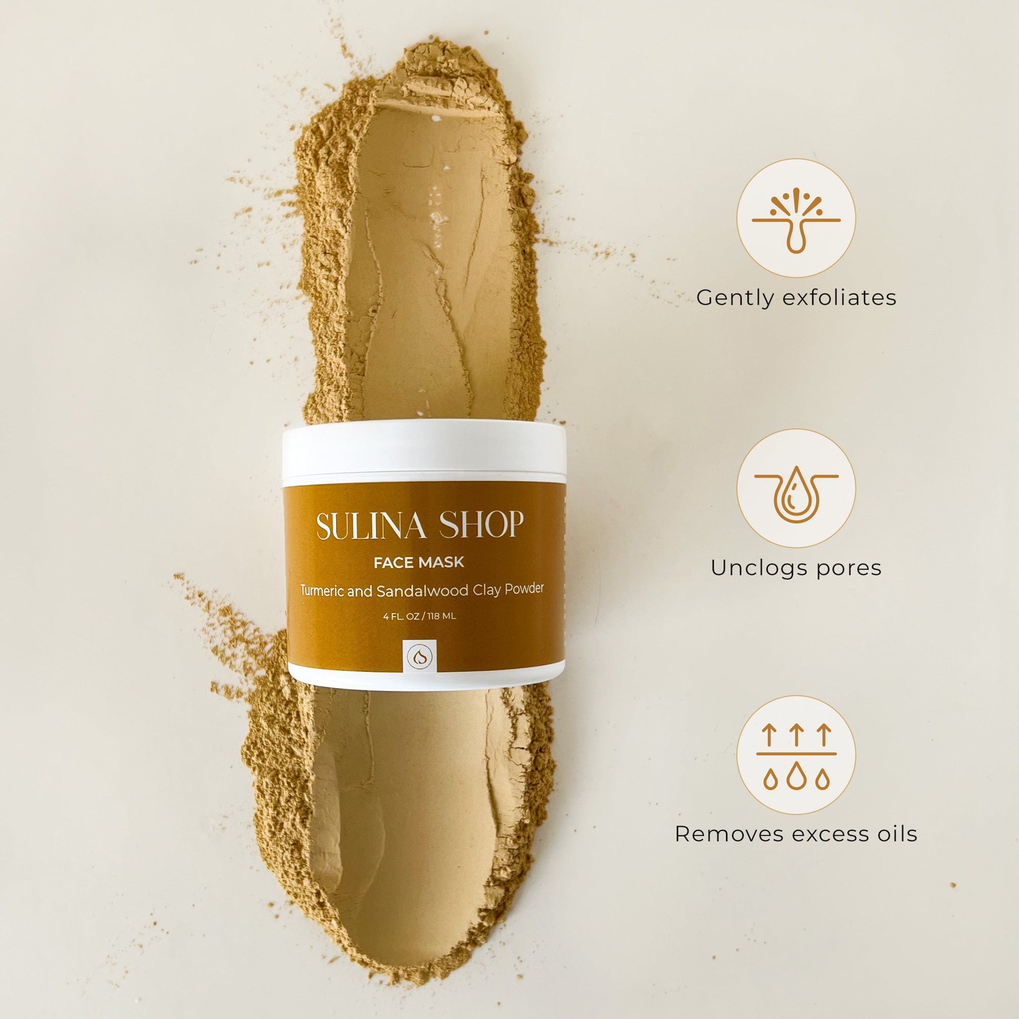 Turmeric and Sandalwood Clay Powder Face Mask Sulina Shop