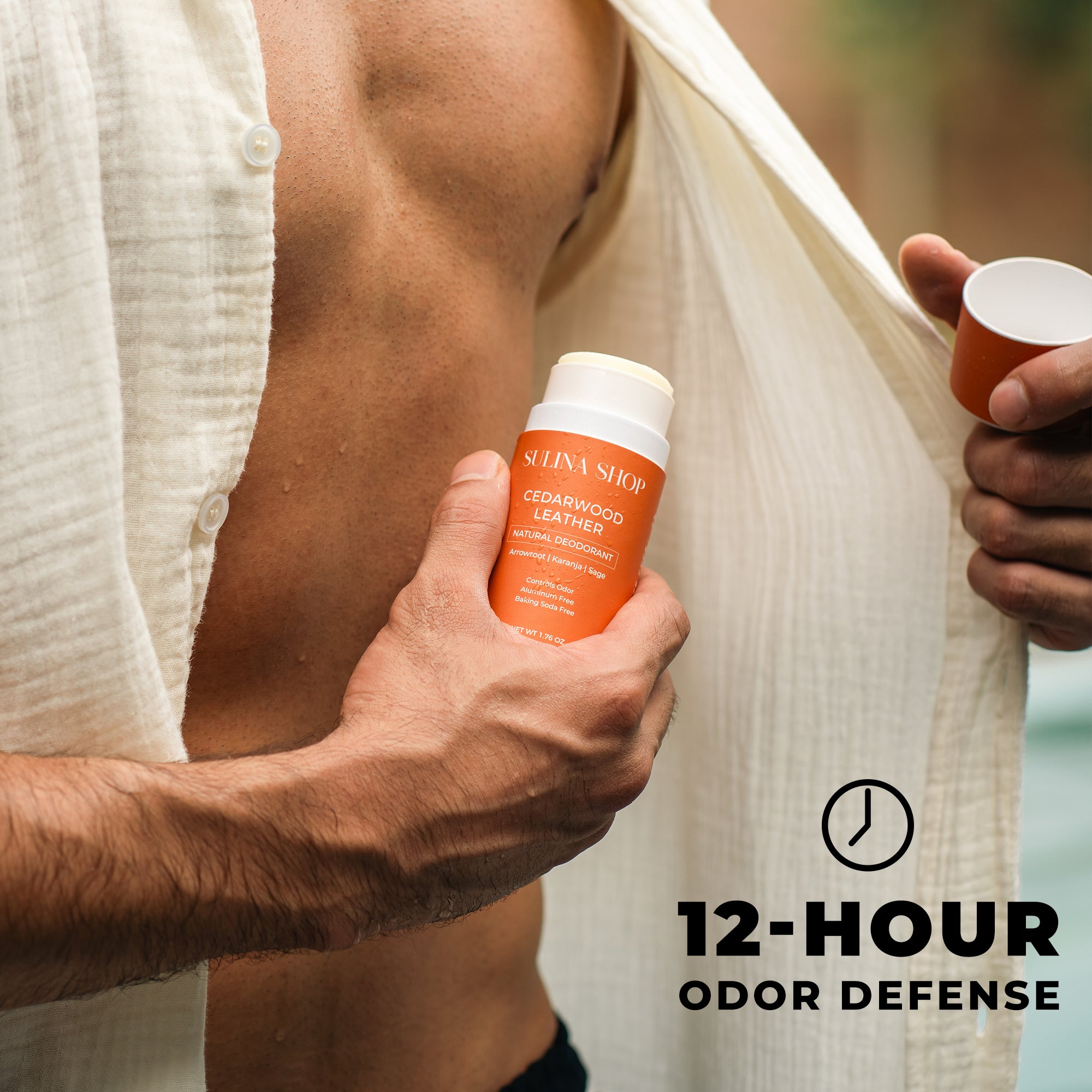Cedarwood Leather Natural Deodorant – Aluminum-Free, Baking Soda